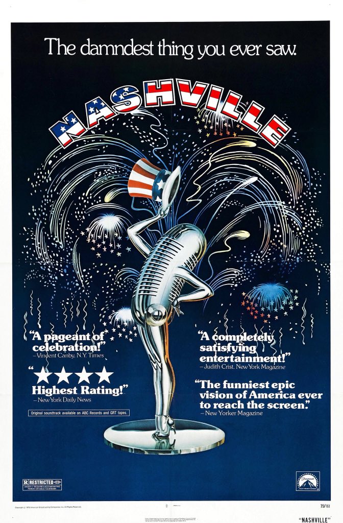 FilmNewsNos's tweet photo. ๐ฌMOVIE HISTORY: 44 years ago today, June 11, 1975, the movie 'Nashville' opened in theaters!
#DavidArkin #BarbaraBaxley #NedBeatty #KarenBlack #RoneeBlakley #TimothyBrown #KeithCarradine #GeraldineChapman #LilyTomlin #RobertDoQui #ShelleyDuvall #AllenGarfield #JeffGoldblum https://t.co/aaEfFxu9yT