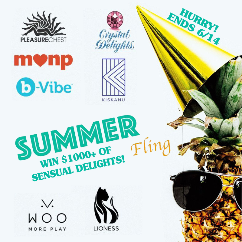 We’re joining the Summer Fling Sweepstakes from @LionessHealth to give away over $1k in goodies from a few fave sex-positive brands, and a $150 gift card, crop and candle from us! Click below to enter: swee.ps/IgNIhXNot #giveaway #contest #pleasure