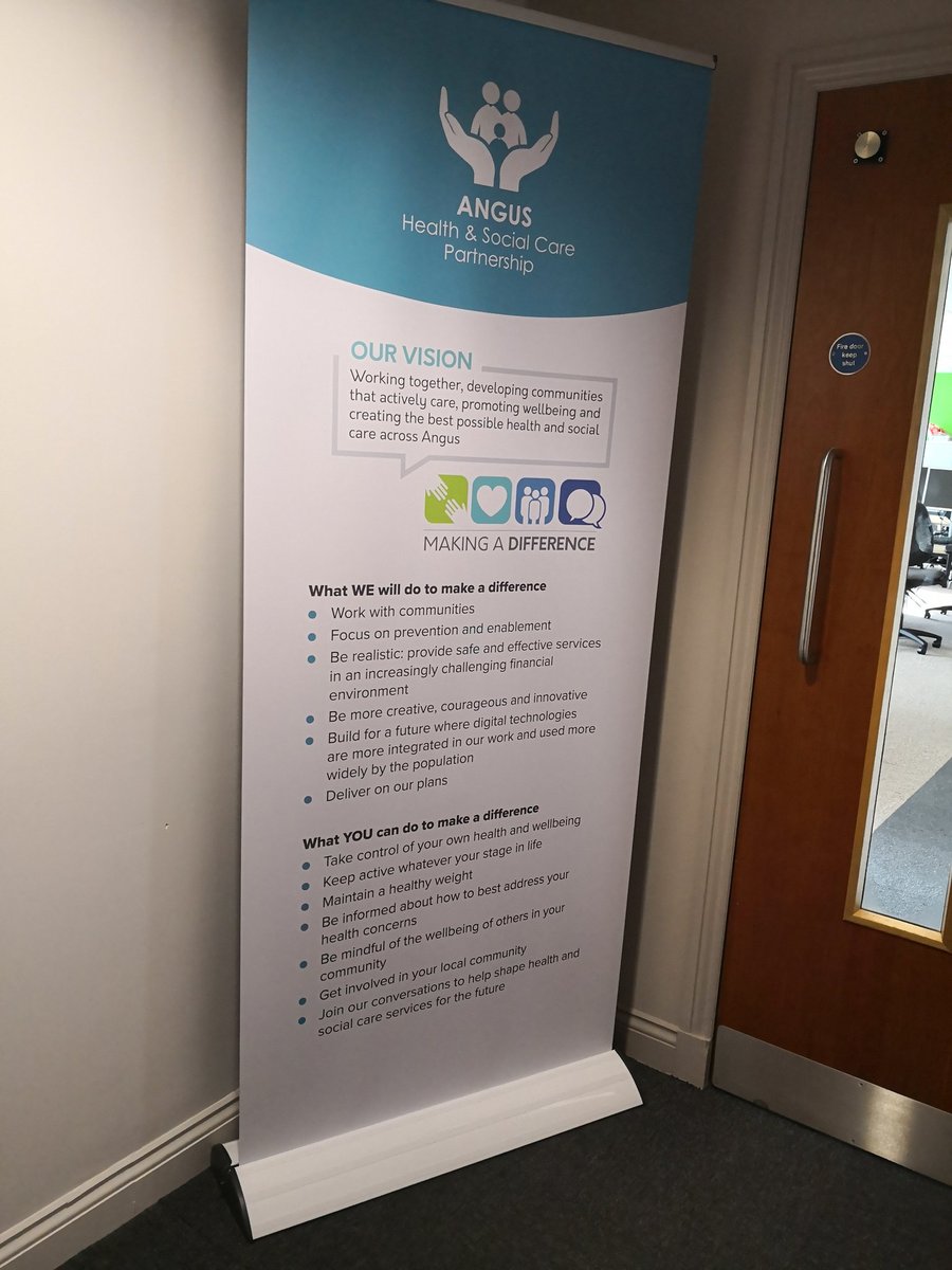 feltham1983's tweet photo. So when we arrive or depart for work we pass @AngusHSCP roller banner in the corridor (it's not a trip or fire hazard) which is a good way to remind staff about the vision #angusmakingadifference #visionstatement https://t.co/Tm1WiFjeVw