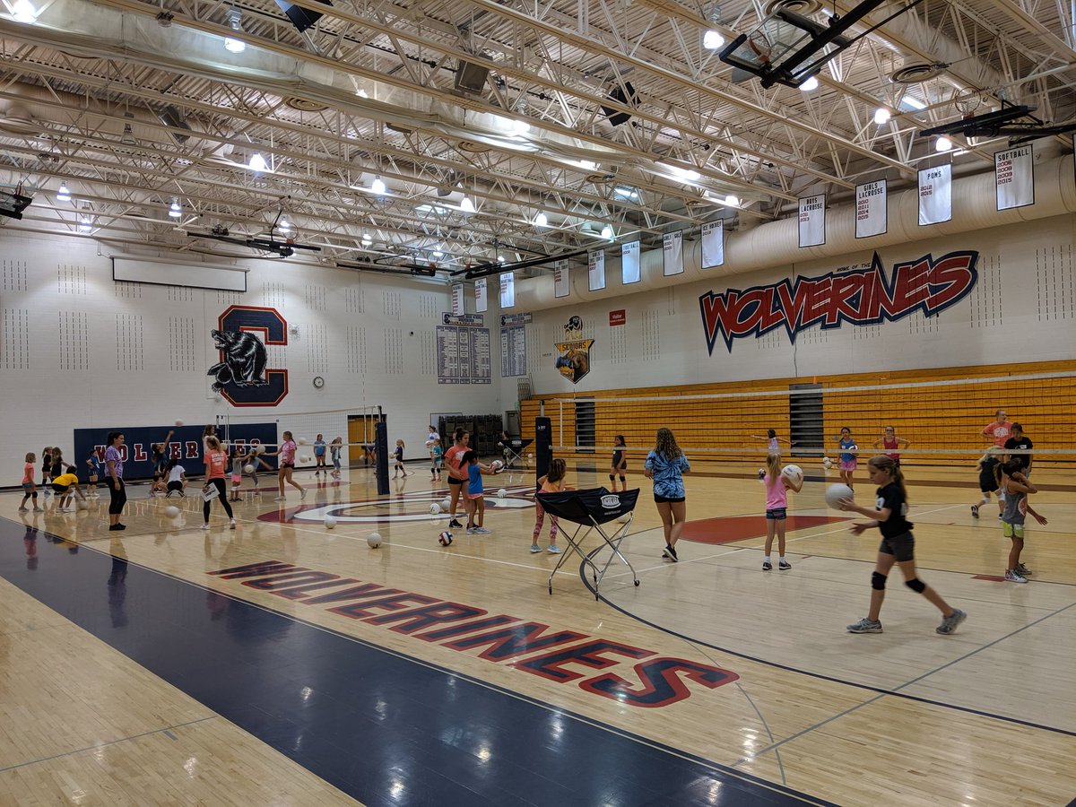 PLPhysEd's tweet image. @chapvolleyball coaching staff &amp;amp; players hosting a volleyball camp for future students this week. Love seeing @PineLanePLE students having fun and  working hard on new skills. #chapfamily