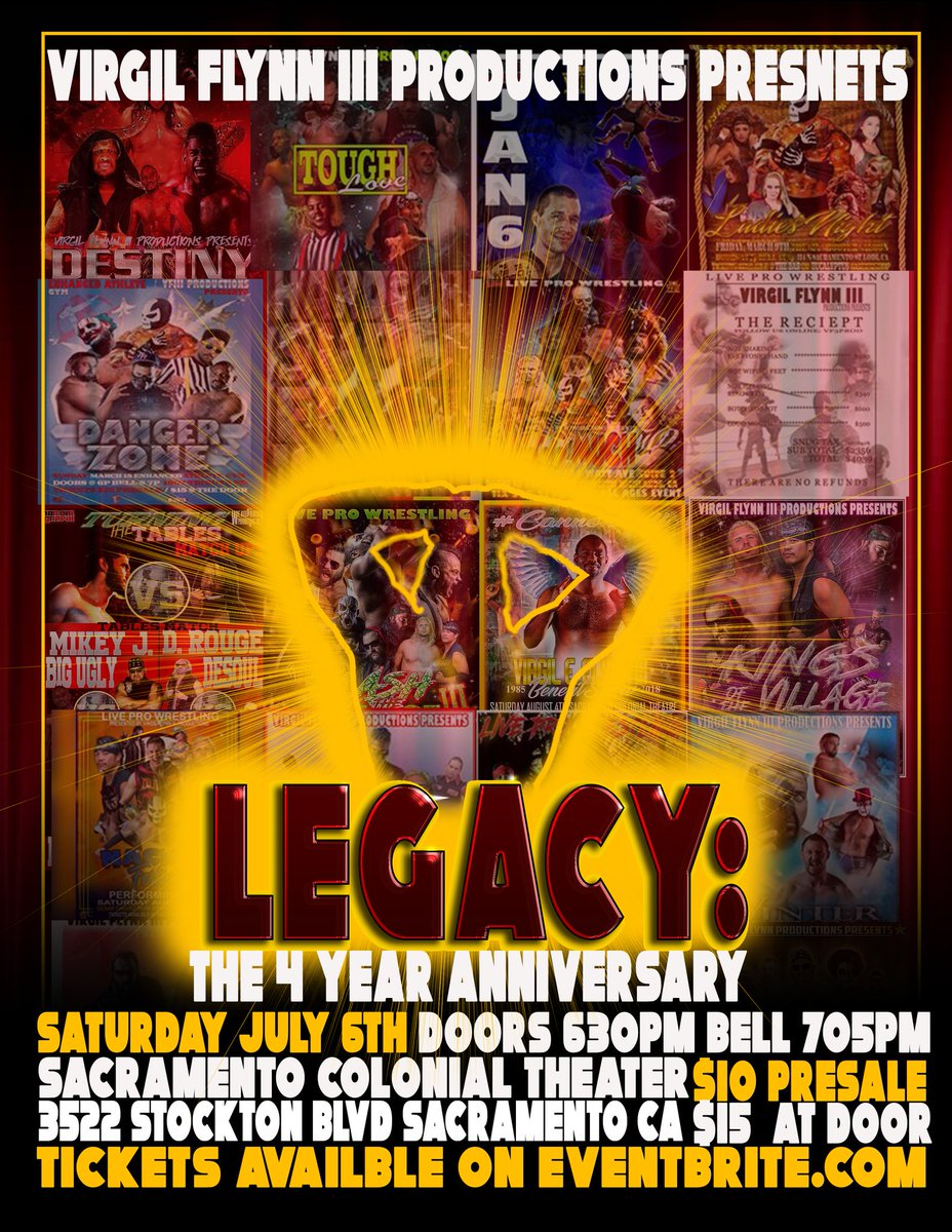 VF3Prod's tweet photo. Saturday night July 6, @VF3Prod presents #legacy our 4 year anniversary show!
This will also be our final show as a company, so help us do this big! 
30 min iron man match featuring @ItsJackBanning vs @BigGuyStuff
Get your tickets right here for only $10 https://t.co/y1I3AwiyDP https://t.co/iOBXioXdqk