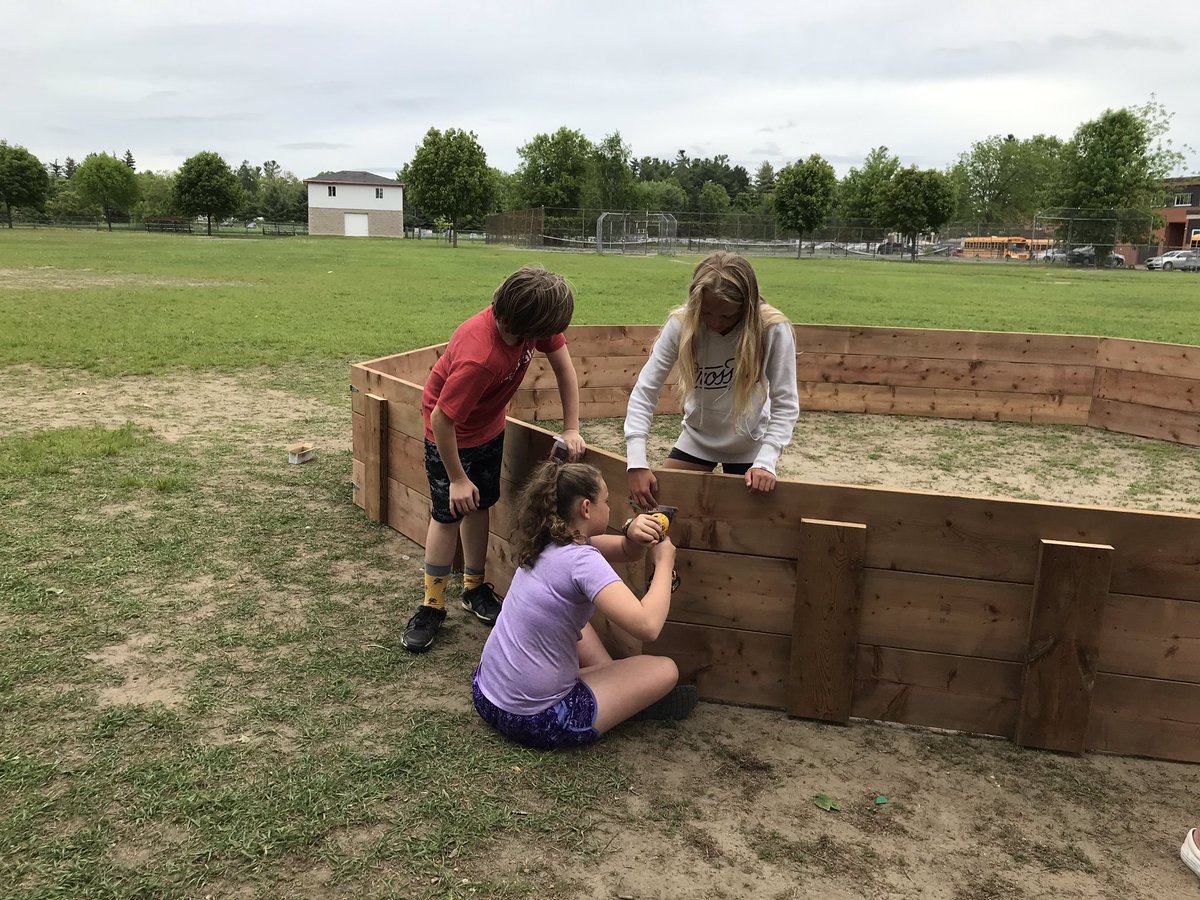 walzad's tweet photo. WZ intermediate students built and assembled 2 new Gaga Pits for our yard. Great experiential learning opportunity and a fun new recess game! #walterzadowlearning #wzwildcatpride https://t.co/N6b9ETdqFy