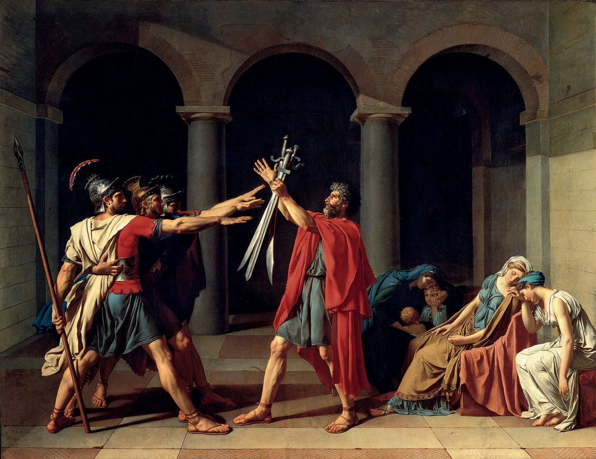 " Le serment des Horaces " magnifique tableau de Jacques-Louis David peint en 1785. Il est exposé au Musée du Louvre