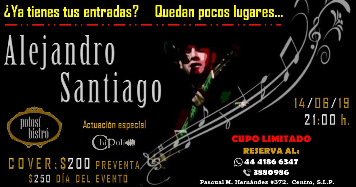 Ya quedan pocos lugares, no pierdas la oportunidad de ver a uno de los mejores cantautores mexicanos, en un espacio íntimo con un delicioso menú y cervezas bien heladas. 😋 #alejandrosantiago #chipulioficial #cantautor #musica #trova #acustico #musicaenvivo