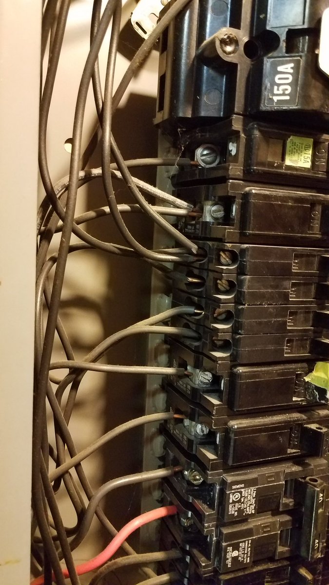 MarioABHI's tweet photo. How many #circuits can a 20 amp #breaker handle? One if it's done right. 
#Multiple #safety Corrections needed in this photo. https://t.co/DE2WkXNNaq