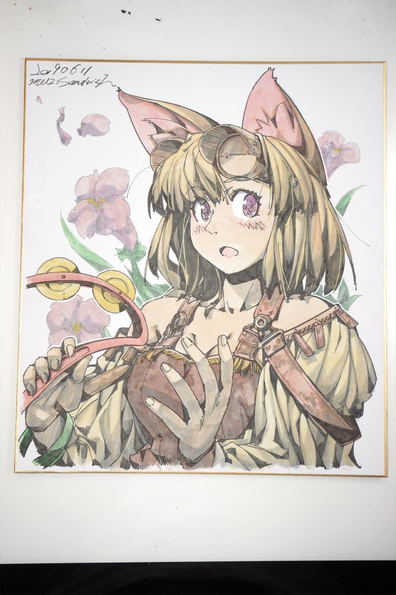 Meiz コミティア138 て02a アナログ944 タンバリン グリザイユ画法 水彩 狐娘 色紙 コピック