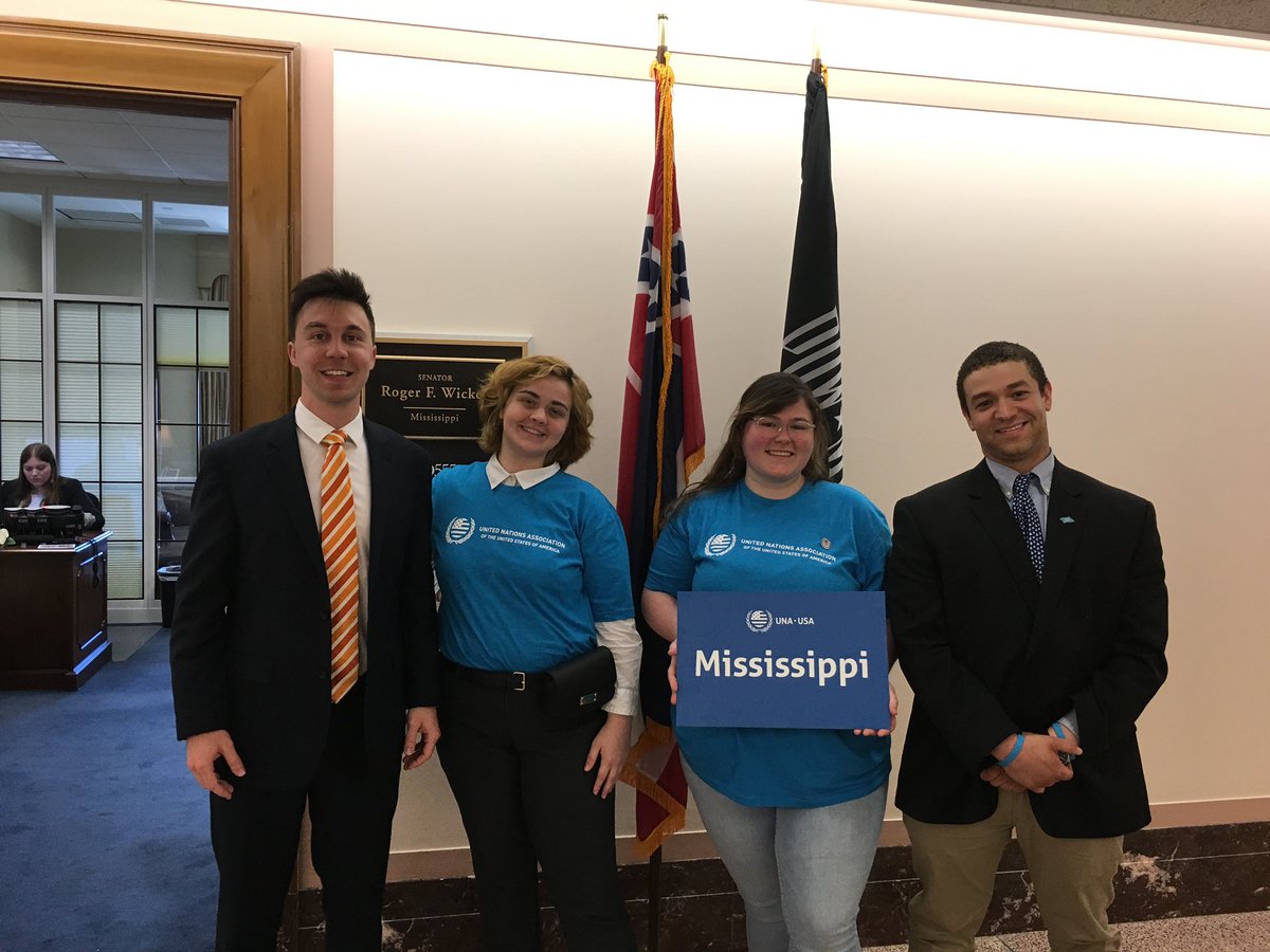 Thank you <a href="/SenatorWicker/">Senator Roger Wicker</a> staff for meeting with our <a href="/UNAUSA/">UNA-USA</a> chapter leaders from Mississippi to talk about support for the <a href="/UN/">United Nations</a>! #USAforUN #MSState #MSUNA