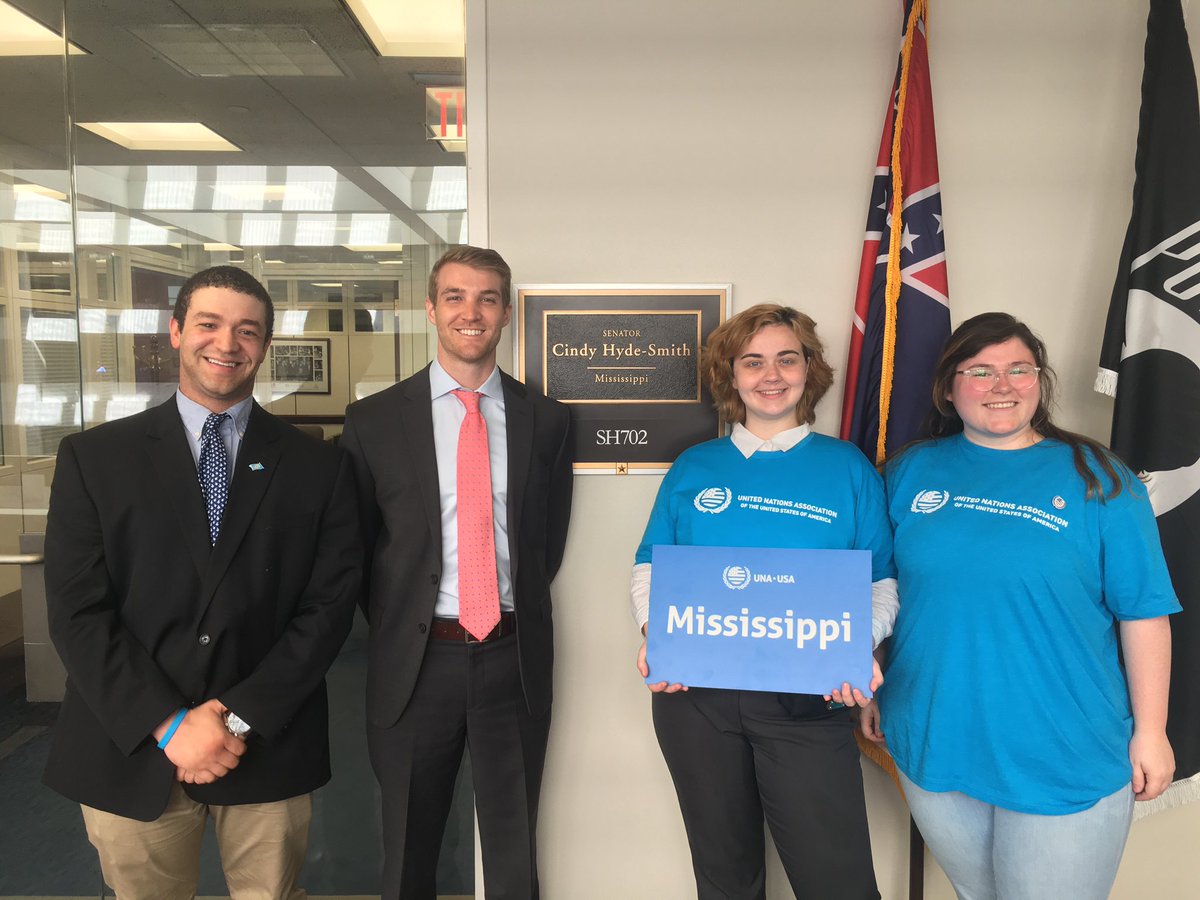 Thank you <a href="/SenHydeSmith/">U.S. Senator Cindy Hyde-Smith</a> staff for meeting with our <a href="/UNAUSA/">UNA-USA</a> chapter leaders from Mississippi to talk about support for the <a href="/UN/">United Nations</a>! #USAforUN #MSState #MSUNA