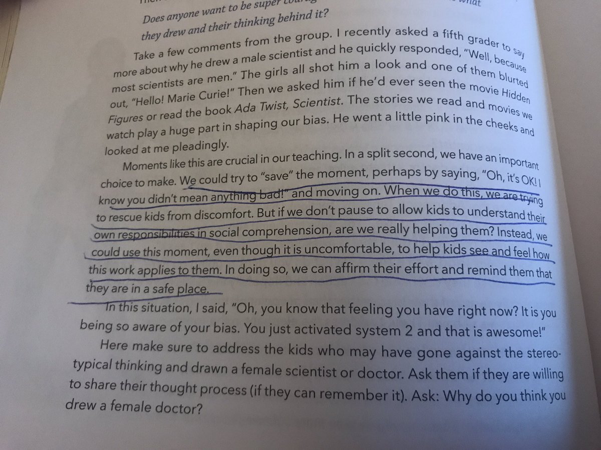Reading chapter 3 from #beingthechange and this paragraph really spoke to me about talking about implicit bias. This is so hard to teach, but this makes so much sense. @ericabrivera #TCEcardinals
