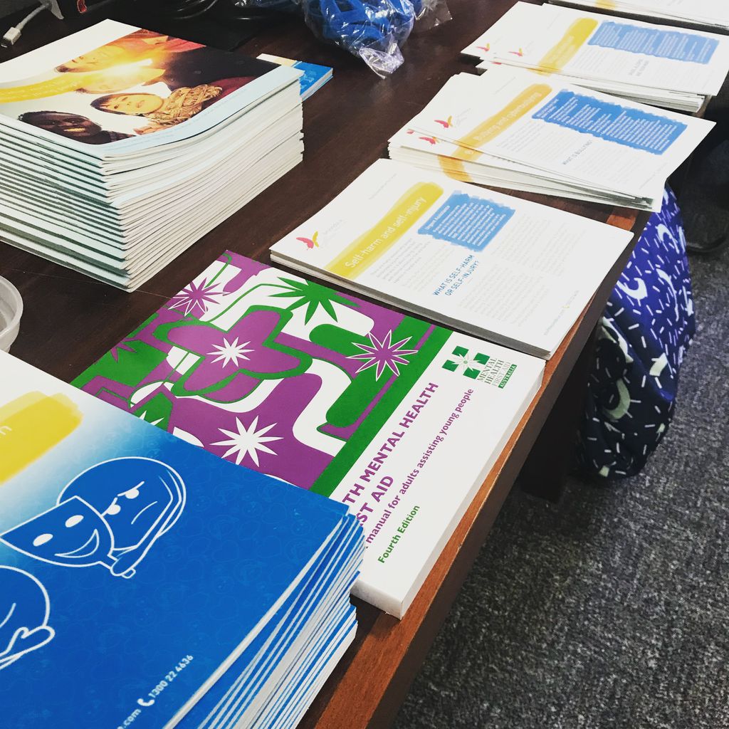 Resource preparation for our youth #MentalHealthFirstAid course on the weekend at <a href="/uwanews/">UWA</a> 📚 ... next comes the snacks 🍪☕️🍎

🌟Educators: Alyssa &amp; <a href="/BonzFurzerPhD/">Dr Bonnie Furzer PhD AEP</a> 

#professionaleducation #mentalheathliteracy #awareness #youth #teamthriving #knowledgeispower #youngpeople