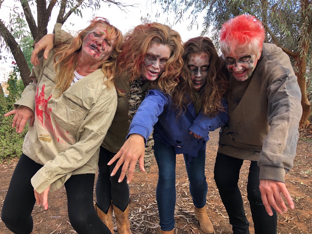 DavidDubbo's tweet photo. Teachers and principal of White Cliffs Public School ready for their roles in their film. Post Apocalypse Pizza Run. https://t.co/0IicvDPdv8