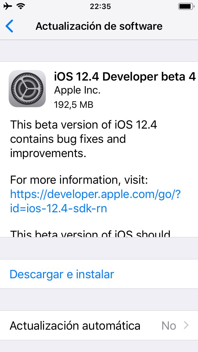 damiantiscornia's tweet image. Beta 4 de #IOS124