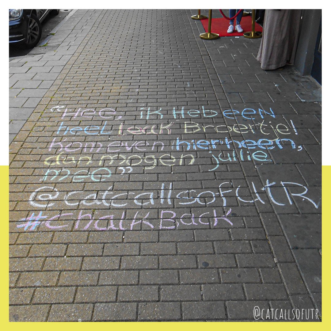 CatcallsofUTR's tweet image. 🇳🇱'Hee, ik heb een heel leuk broertje! Kom even hierheen, dan mogen jullie mee.'
🇬🇧'Hee, I've got a fun brother! Come over, you can join.'
Kanaalstraat Utrecht.
#chalkback #stopstreetharrasement #stopstraatintimidatie
instagram.com/p/BymcBjCoYzw/