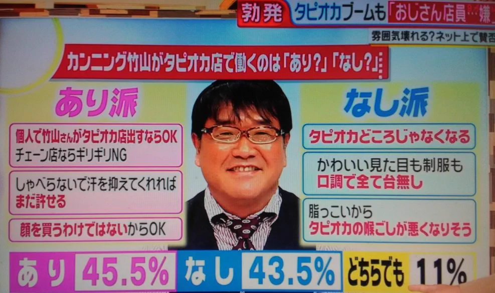カンニング竹山がタピオカ店で働くのはあり？なし？