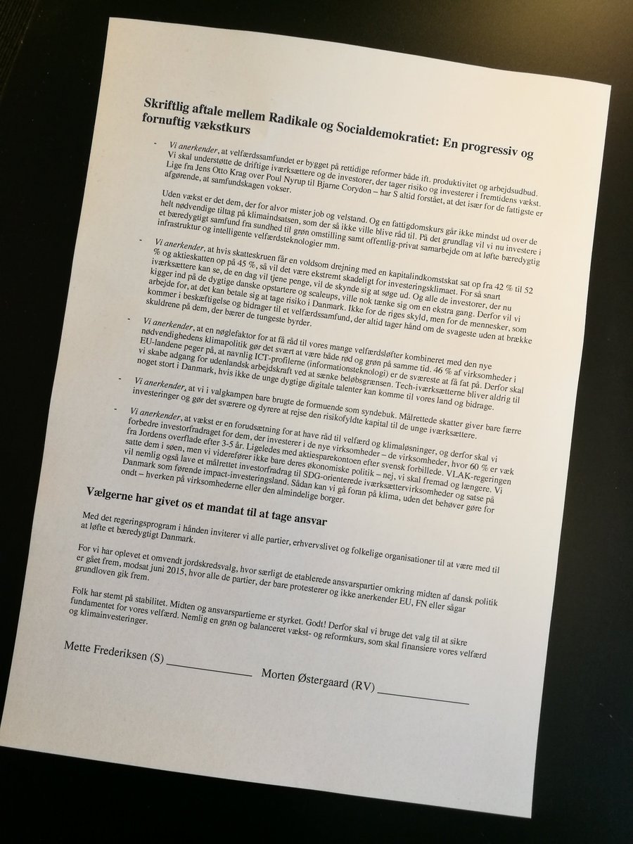 En ”skriftlig aftale” mellem S og RV kan måske blive den  fornuftsredning, der holder DK på ret kurs ift. #dkøko #dkbiz. Her er et bud på en række principper i en aftale, der vil være et godt og ærligt udgangspunkt for vækstDK, velfærdsDK &amp; klima:
bootstrapping.dk/regeringens-ny…
#dkpol