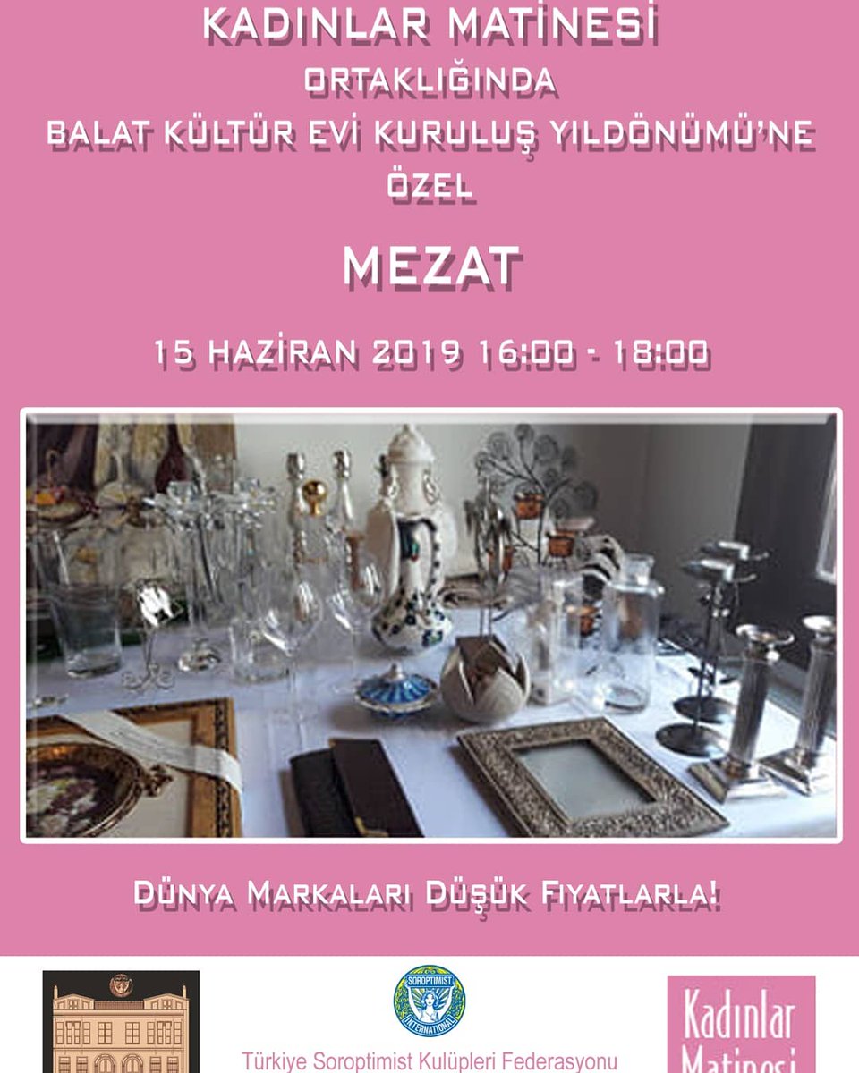9. Kuruluş Yıldönümü Kutlama Etkinliklerimizde sizlerle birlikte olmaktan onur ve mutluluk duyarız
13.00 Yoksulluk  Nafakası Konf
13.30 FEM Tasarım Sergi Açılışı
16.00-18:00 Mezat 
18.00-19.00 Türk Sanat Müziği Dinletisi
19.00 Yıldönümü Yemeği (menü ve fiyatlar afişte)