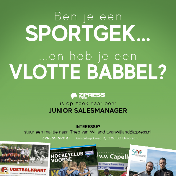 Ben jij een sportgek en heb je een vlotte babbel? Wil je werken voor de mooiste sportclubs in heel Nederland? 

Dan zijn wij op zoek naar JOU! 

Interesse?
Stuur een mail naar Theo van Wijland t.vanwijland@zpress.nl