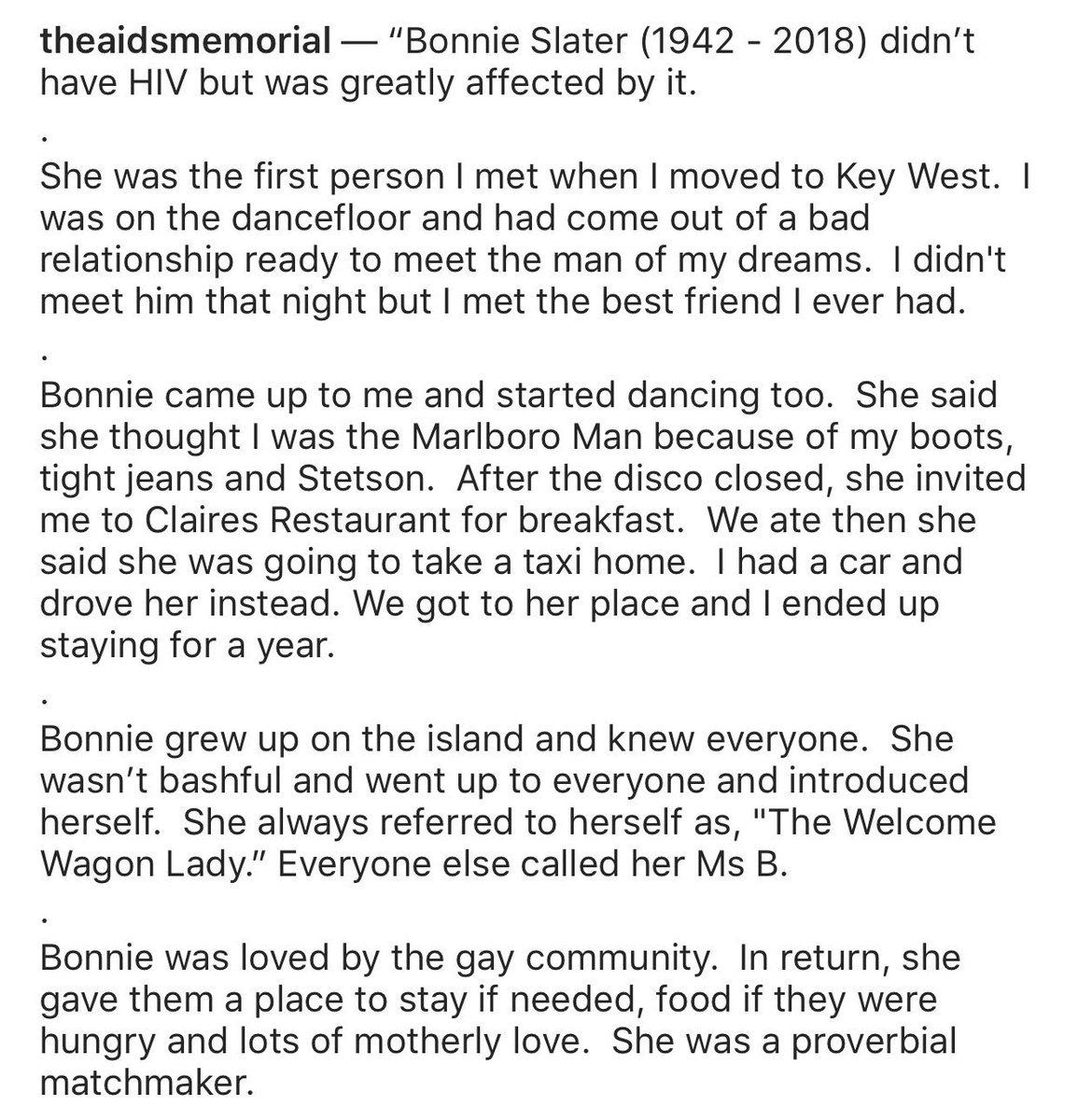 GayAgonyUncle's tweet photo. Everyone should follow  @theaidsmemorial on #instagram and #twitter.  The current memorial highlights #BonnieSlater, we all need a Bonnie in our life! #Retweet and #Share https://t.co/bGIHnhnz5w