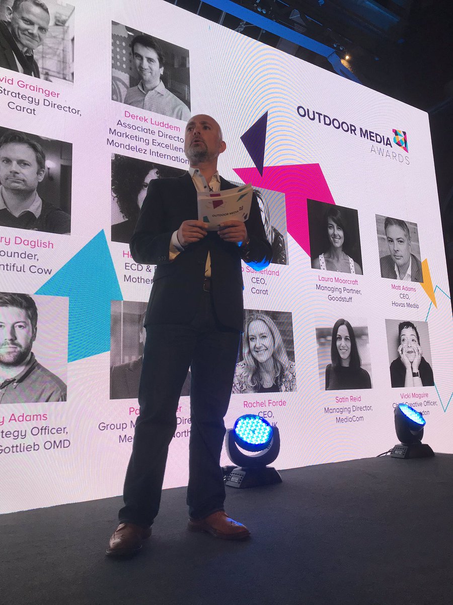 ManfHarris's tweet photo. @clearchanneluk ‘s CCO Chris Pelekanou kicking off the #OMAs2019 https://t.co/4LezBsAYas