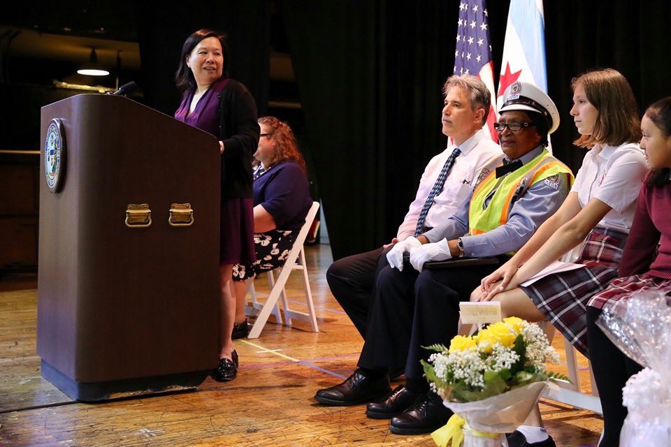 StBenedictPrep's tweet photo. Chicago Public Schools very graciously shared some of their pics from last week's Crossing Guard of the Year award.
Thanks so much, CPS. Roxie Rocks!
#stbenedictprep
#cps
#oemc https://t.co/rzGRNUaxBK