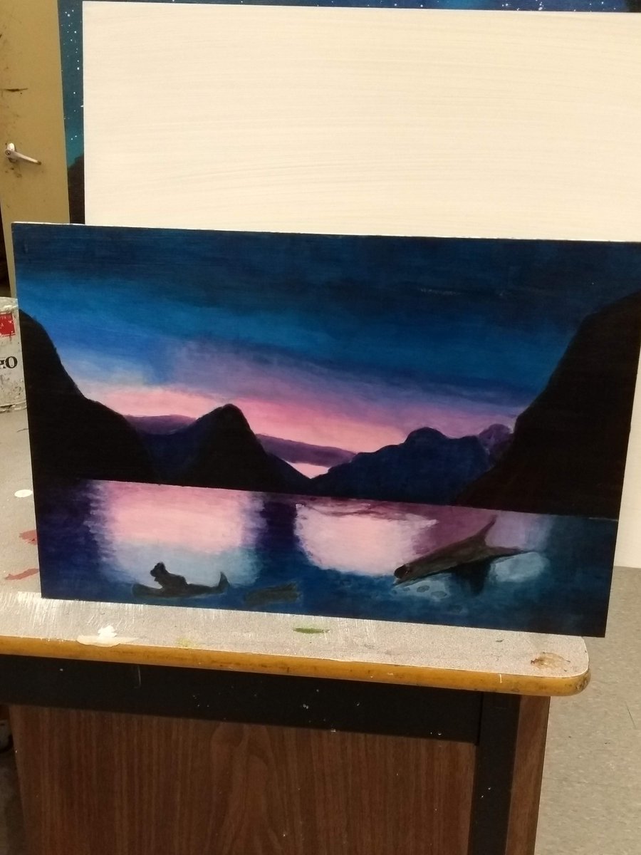 minouchecoussi's tweet photo. @bssnews Beautiful sense of light captured in these paintings from Luisa, Khy, and Keyara, in the grade ten art class. https://t.co/gnyyODloKP