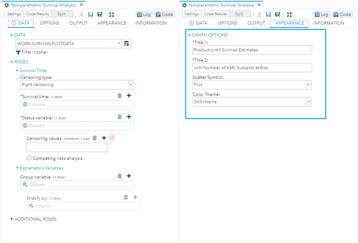 OliviaJWright's tweet photo. #CustomTaskTuesday readers!π My final post leading up to @pharmasug. A task for a survival analysis plot 2 different ways: 1. New task from scratch or 2. Editing the built-in survival analysis task (new in SAS Studio 3.8!) https://t.co/c3Npv0Or8g https://t.co/Bn1qGP08Rc