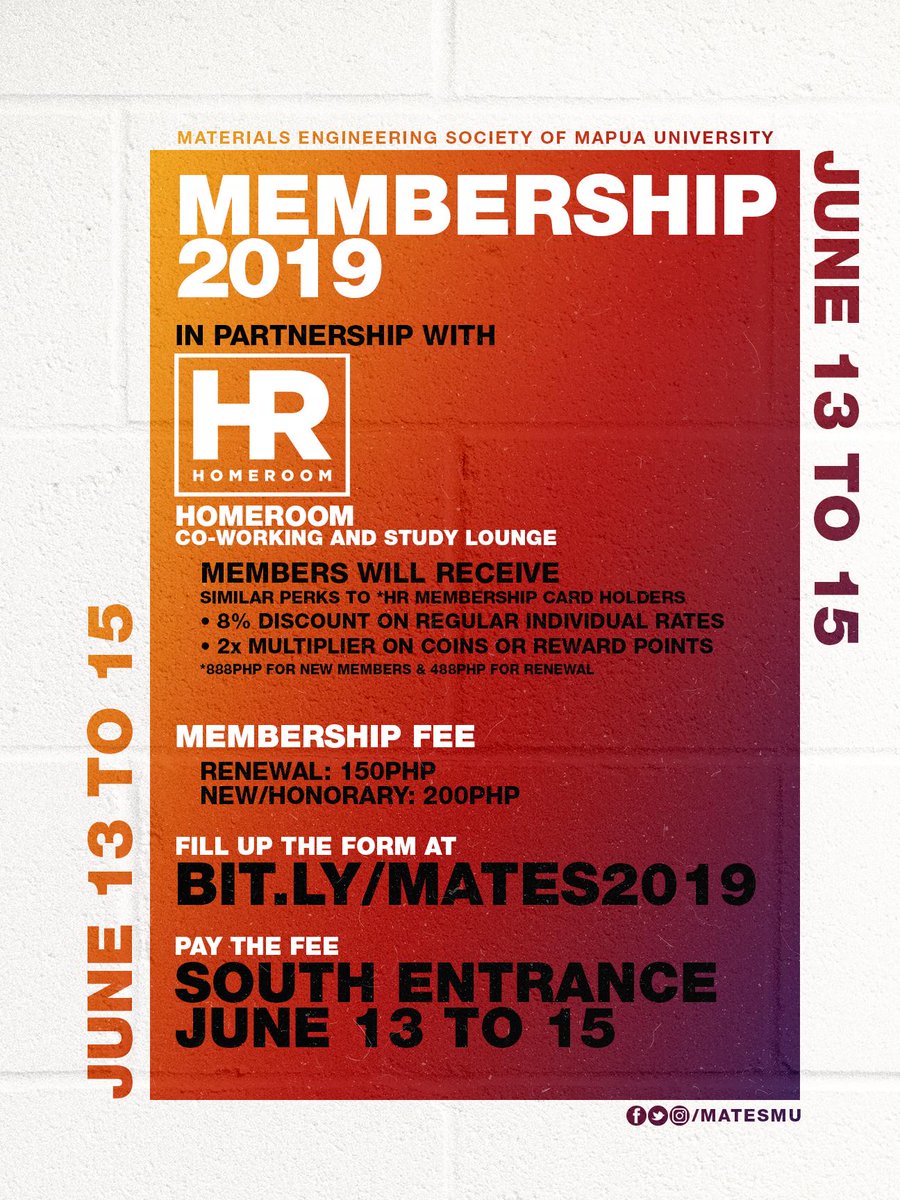 MatESMU's tweet photo. For this year, we are honored to partner with @HomeRoomPH. Members will receive an 8% discount on all individual rates and x2 multiplier on their reward points.

Make sure to fill up the form at
https://t.co/m2ILUgTrOL
and visit us in our booth this coming Thursday to Saturday! https://t.co/E1GopBZjOc