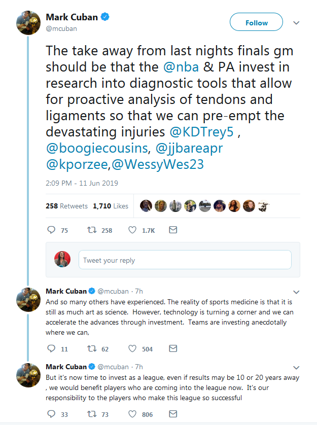 Cuban建議聯盟關注傷情診斷程序,加大投入醫療科技力度,避免杜蘭特事件再次發生!-黑特籃球-NBA新聞影音圖片分享社區