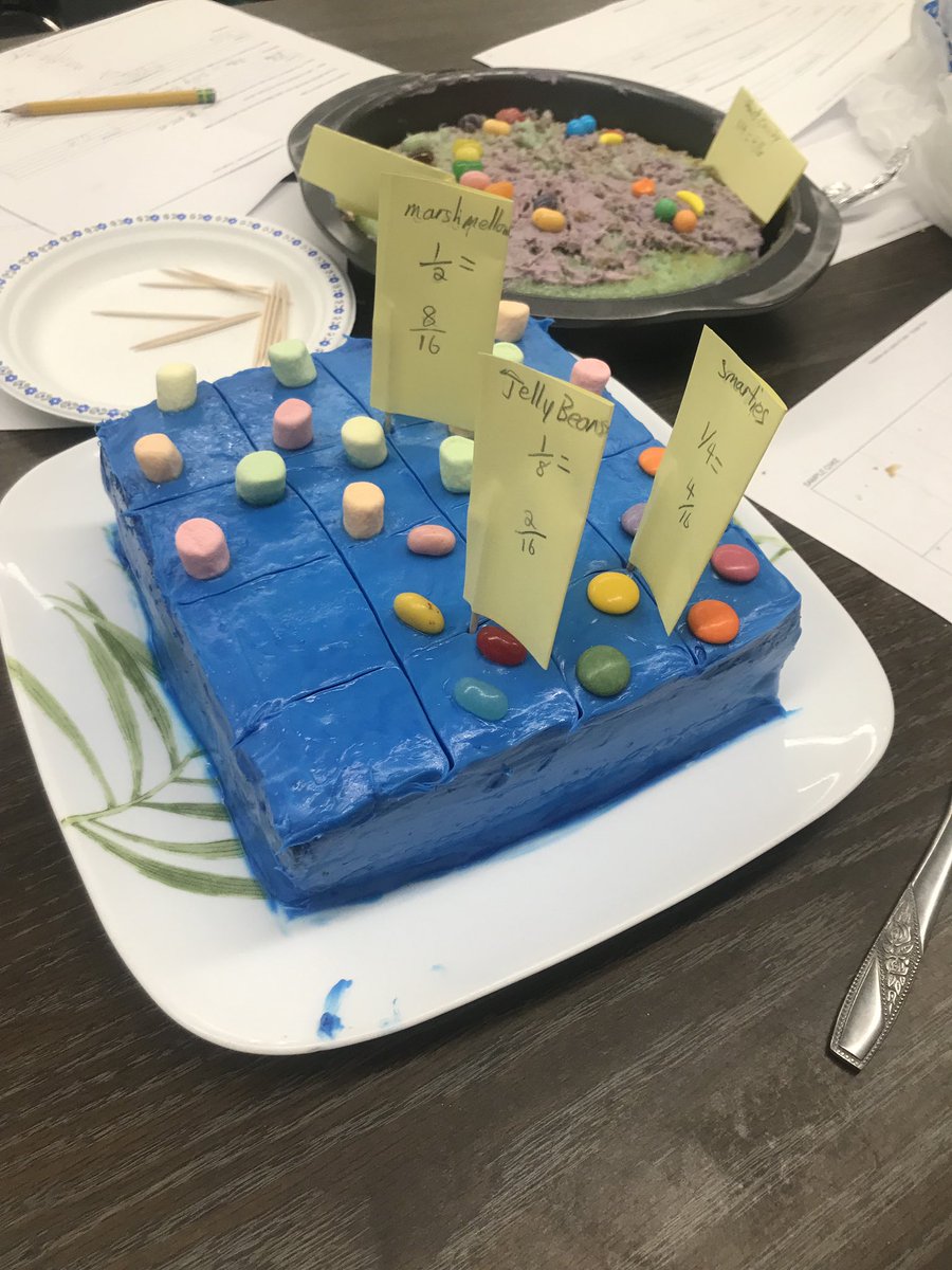 EcoleGreenview's tweet image. Fraction fun today for the grade 5’s! What sorts of fun toppings would you put on 1/2 of your cake? What about on 1/4 of it? #EPSB #cakemath #fractionfun #handsonlearning #realworldmath