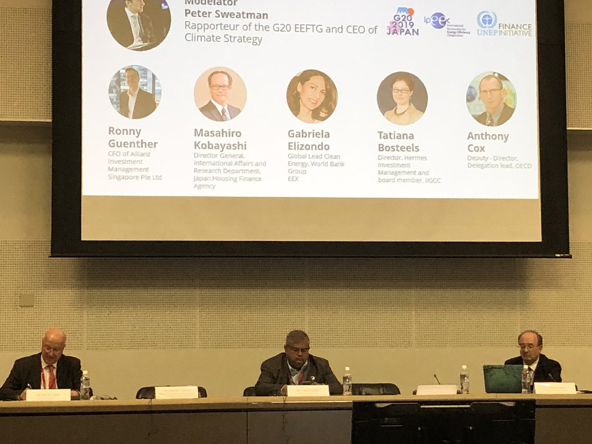 ClimateSt's tweet photo. Global stock take plenary with @Allianz #JHF @WorldBank @Hermesinvest @OECD_ENV discusses role of #GreenTagging and digitalization in #EnergyTransitions @g20org #G20EESummit hosted by @IPEEC @UNEP_FI @METI_JPN https://t.co/AYwbQHgekC