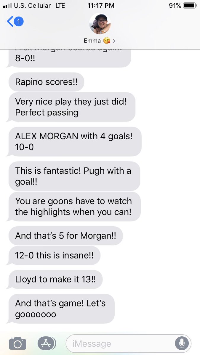 s_mockler03's tweet photo. Getting over 30 texts about the @USWNT game from my sister cause I couldn’t watch the game was pretty awesome! ❤️💙 Only wish I could have watched the awesomeness!!! #FIFAWWC https://t.co/M9ZmRGL0i8