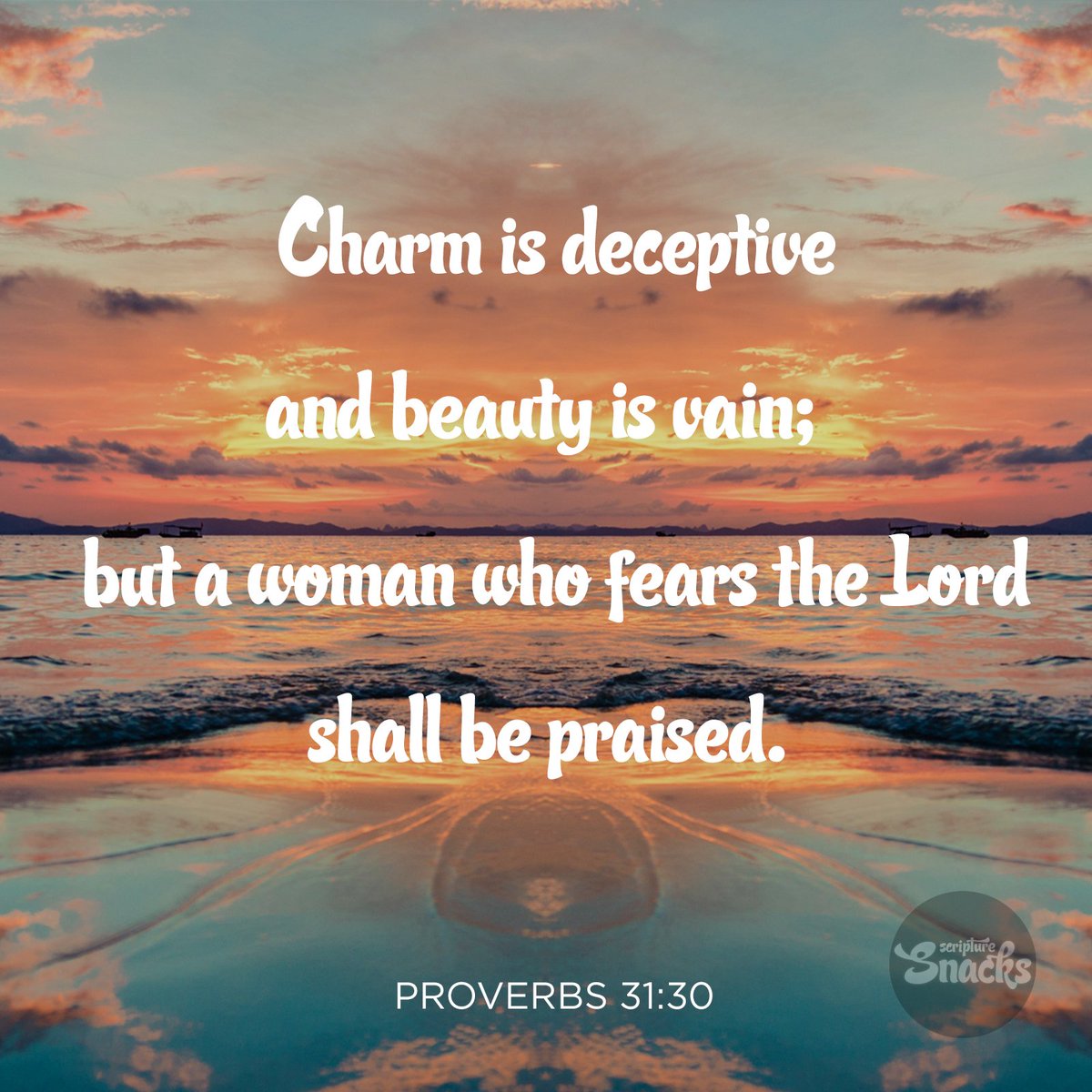 ScriptureSnacks's tweet photo. Charm is deceptive, and beauty is vain, but a woman who fears the Lord, shall be praised. - Proverbs 31:30
__________________________
#verseoftheday #dailyverse #scripturesnacks #scripturesongs #Proverbs #Proverbs31 #Woman #Proverbs31Woman https://t.co/LmbibvT17Q