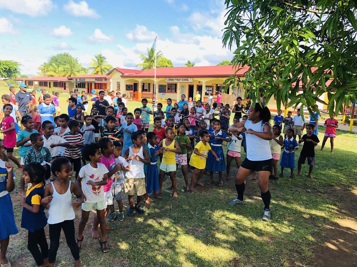 Ratu Viliame Gonewai our Health Inspector in Sigatoka leads a wellness session with school children in Sigatoka