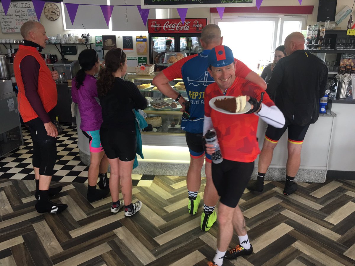 1st club ride with Chepstow CC May’s Big Ride to Cotswolds Water Park for brekky, then on to Slimbridge and back to Chepstow. Great group of riders well led by   Geraint Evans & Kevin Daffey  working well together sharing the workload in to the gusty wind.