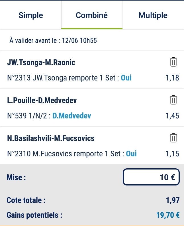 AzayPronos's tweet image. Prono Tennis du 12/05 🎾

Confiance : 70 % 💶

#TeamParieur