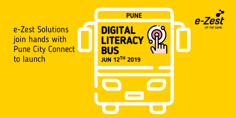 ezest's tweet image. e-Zest solutions join hands with @PuneCityConnect to launch Digital Literacy. #CSR #DigitalBus #EducationalInitiative #GoDigital
