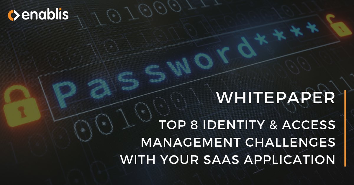 enablis_anz's tweet photo. New blog post: Top 8 identity and access management challenges with your SaaS applications. https://t.co/k5bv3oMUnx

#saas #security #itsecurity #iam https://t.co/ckwm57vZjx