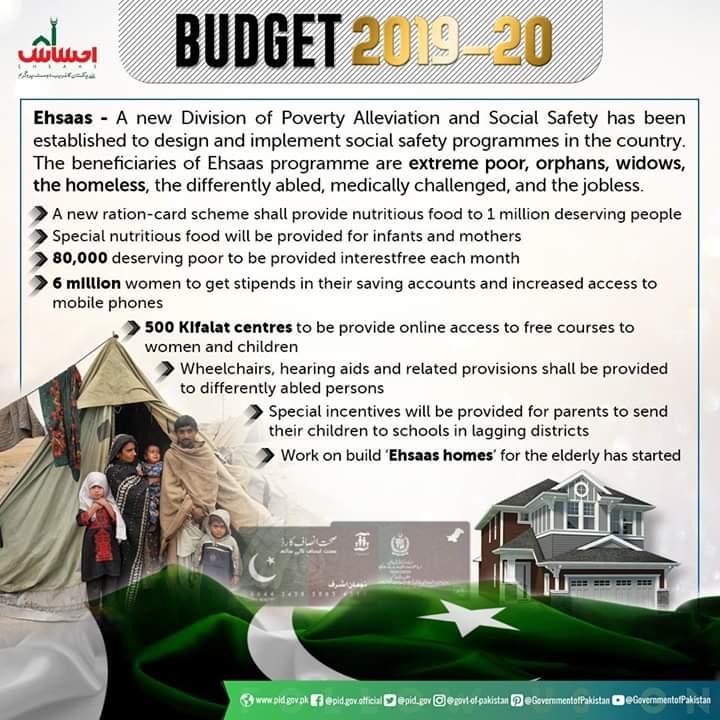 SumeraShams's tweet image. Ehsaas program is the best part of #Budget2019 for the implementation of social safety in the country. 
#PMImranKhan #Budget2019_20 #budget #Pakistan #PTIGovernment