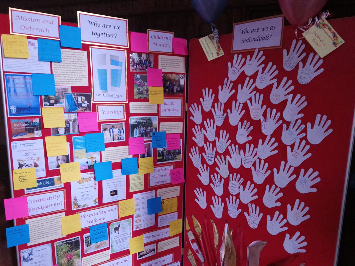 Rev_LisaB's tweet photo. Really enjoying our #communityaudit process, supported by Diane Watts from @TogetherSussex . This display was the fruit of our considering at #Pentecost how the Holy Spirit is calling us to serve as individuals and together as a church community #scayneshill. @ChichesterDio https://t.co/HXxgRJPSGo