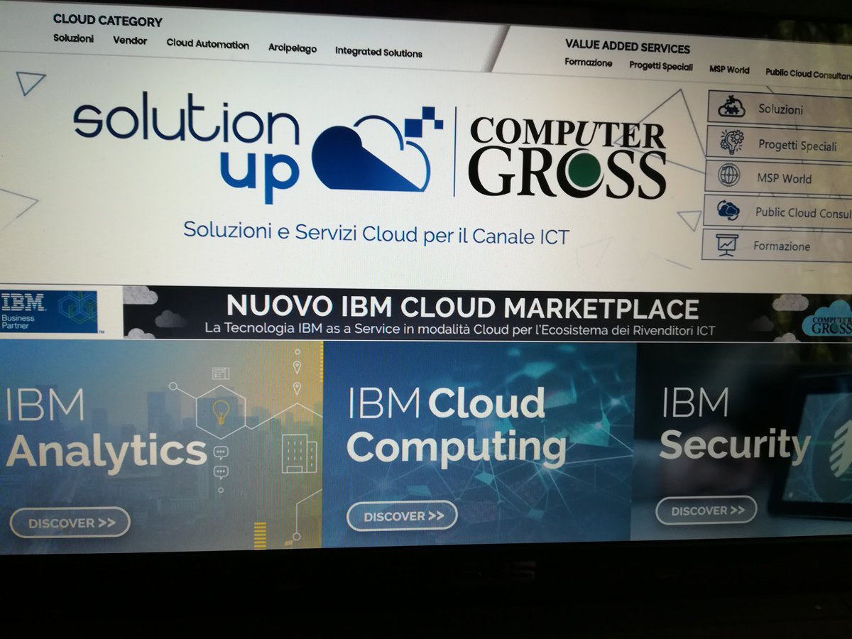channelcity's tweet photo. #ValueEcosystemIT @APasqualetti di @ComputerGross mostra all'interno del portale #SolutionUp la sezione dedicata al nuovo IBM #cloud marketplace https://t.co/gzAAOwkfmW