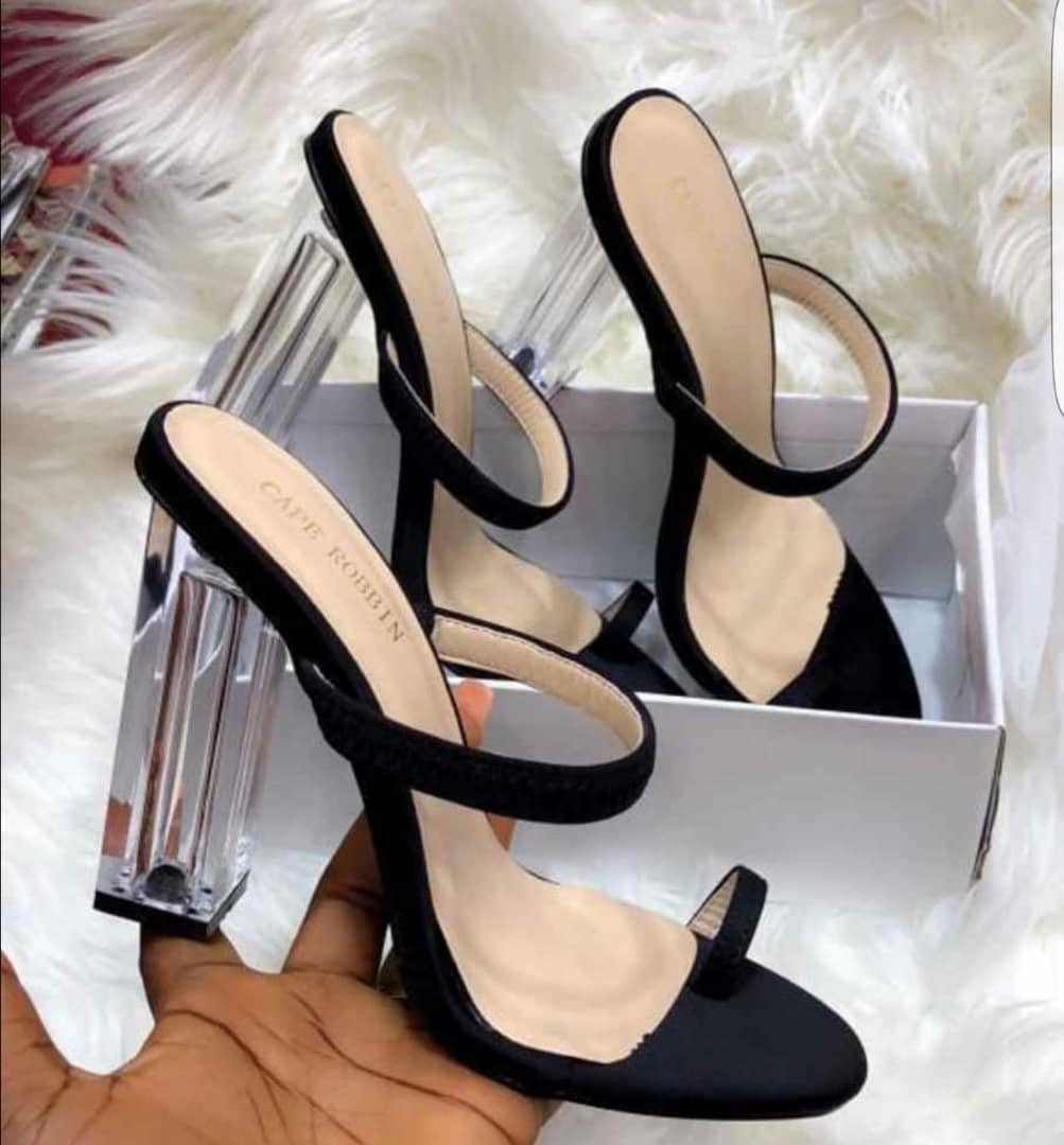 black glass heels