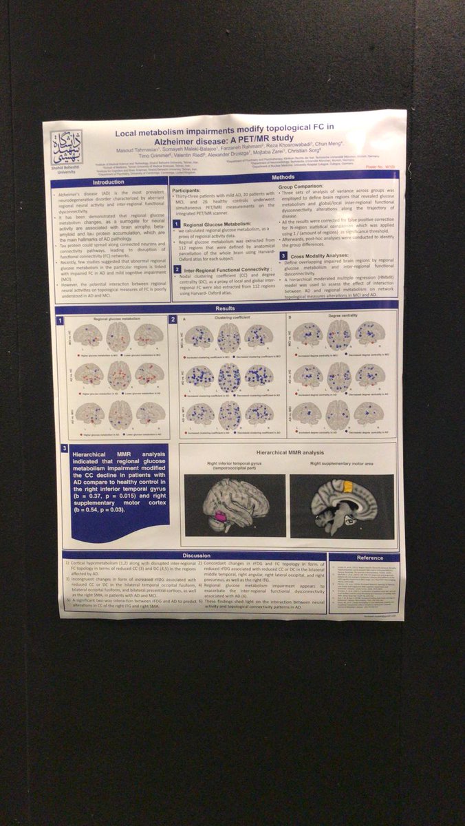 Nice collaboration between Shahid Beheshti University, Tehran and TUM-NIC, Munich in #Alzheimers #PETMR #OHBM2019