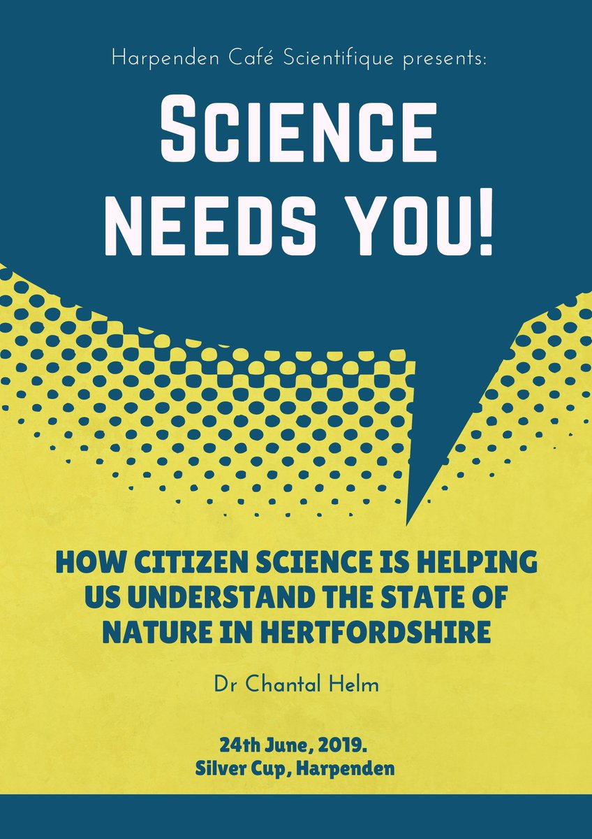 CSHarpenden's tweet image. This month we're joined by Dr Chantal Helm of the @UniofHerts, who will be showing us how citizen science has helped improve our understanding of our local natural environment, and how you can help out too! See you at @TheSilverCup from 19:30 on Monday 24th June