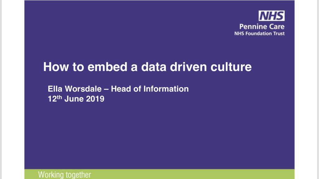 TRokib's tweet image. Pennine Care is a great example of using #BusinessIntelligenceSolutions to support data driven care in the NHS - “we need to support people to become #DataLiterate“ - everyone is an analyst