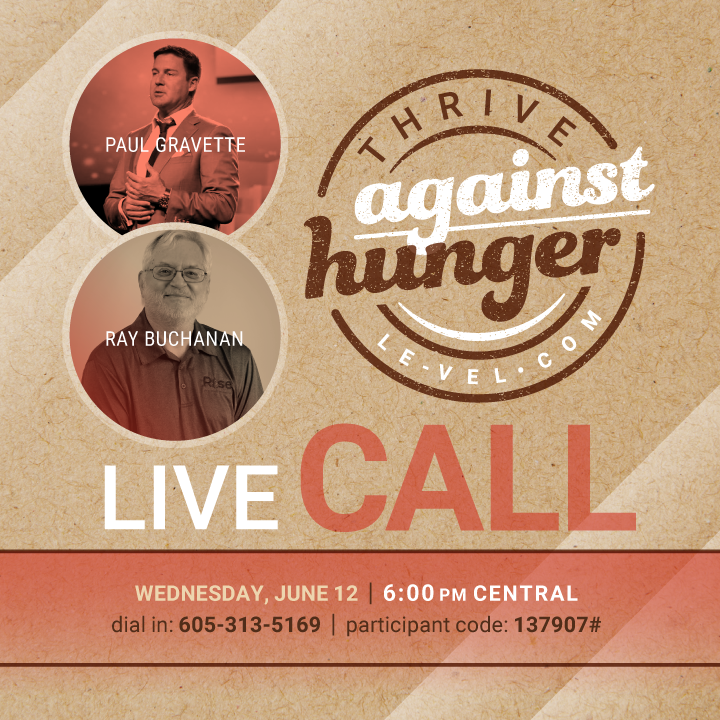 thrive_bylevel's tweet photo. LIVE CALL, TONIGHT! Join CEO, Paul Gravette and Founder of Rise Against Hunger, Ray Buchanan as they discuss the impact THRIVE Against Hunger is making across the globe. #thriveagainsthunger #livecall #tonight https://t.co/LD70s9UxkI