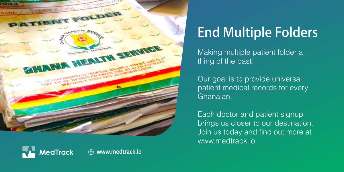 medtrack_'s tweet photo. We are on a mission to end paper-based medical records and provide universal patient medical records for every single #Ghanaian 💪🏼

Each doctor and patient signup brings us closer to our destination so join us today and find out more at https://t.co/z9axB8LnQk 

#healthtech #emr https://t.co/O4jAv2yLDd