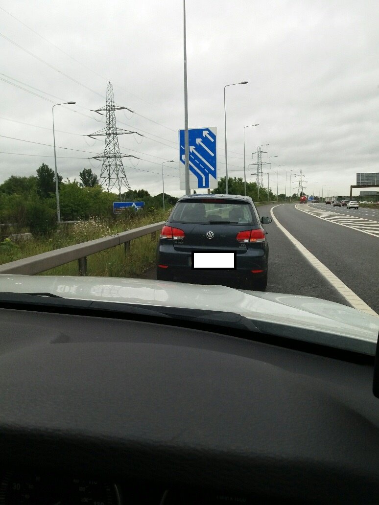 NWmwaypolice's tweet photo. Stopping on hard shoulder of motorway to ring the water board is not an emergency- ME51 issued TOR to driver #youcouldntwritethis https://t.co/RoZ2bSItdM