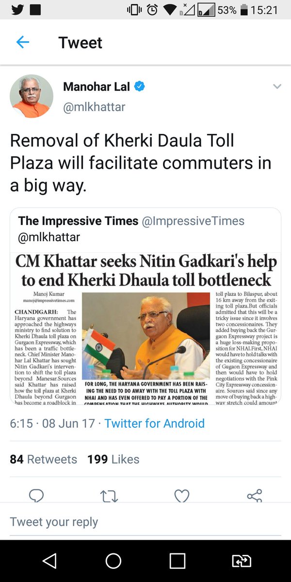 KDTollRemoval's tweet photo. @achlendra @mlkhattar @Live_Hindustan @BJP4India @BJP4Haryana In #HaryanaStateElections2019 only @narendramodi ji name would not work for @mlkhattar @BJP4Haryana @Gurugram4BJP
Local issues matters - #KherkiDaulaToll Ek Rog in #Gurugram
#ZeroMetroExpansion
#BrokenRoads
@nitin_gadkari @AmitShahOffice @BJP4India @RaoNarbir @DeependerSHooda https://t.co/WS0HIBCS99