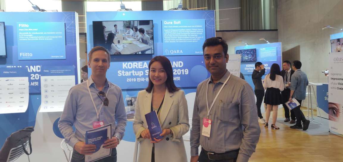 NCrypted's tweet photo. @NCrypted CEO, @kunalism, with CEO of @QaraSoft, @KatieBomiSon, at the #KoreaFinlandStartupSummit2019 in #Helsinki to boost #collaboration and #business on global level! It was an honor to meet and discuss the future of industries with you. #NCryptedinFinland #Europeevent #Tech https://t.co/fIohold1VU