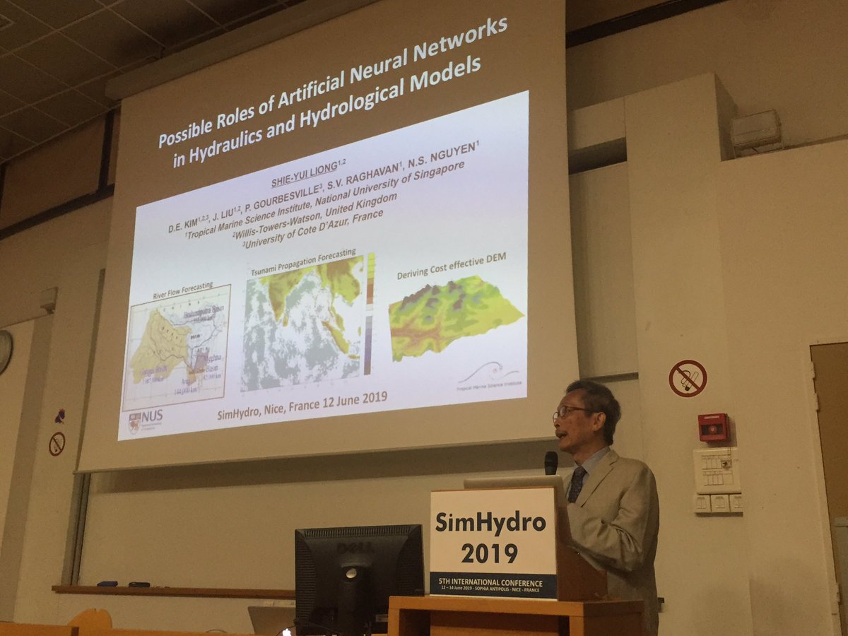PhGourbesville's tweet image. Prof. Shie Yui Liong gives keynote on application of ANN for catastrophic event forecast and management @SimHydro2019 #shf #polytechnice